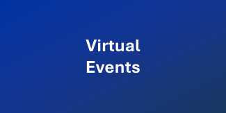 White text that reads "Virtual Events" over dark blue to blue gradient