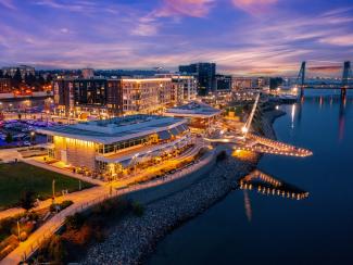 Vancouver Washington waterfront at night