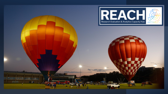 Two hot air balloons with REACH logo in top right