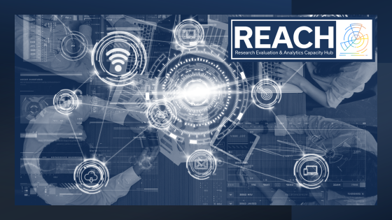 People working at desk with network icons overlaid